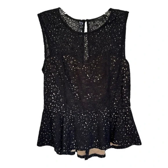Forever 21 | Tops | Forever 2 Womens Sleeveless Floral Knit Back Zip Peplum  Top Size M Black | Poshmark